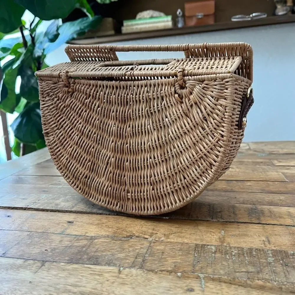 Half Moon Rattan Wicker Bag 9